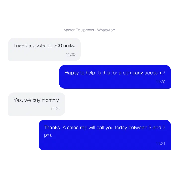 Chatbot conversation: lead qualification