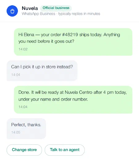 WhatsApp conversation example