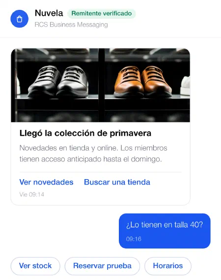 Ejemplo de conversación por RCS