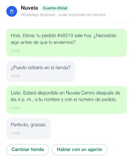 Ejemplo de conversación por WhatsApp