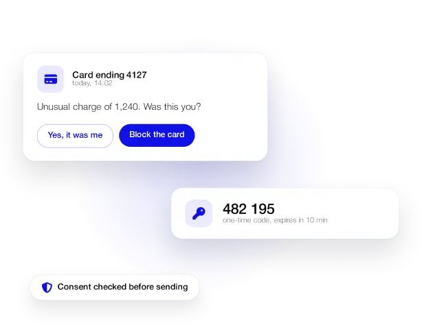 Fraud alert and one-time code messages