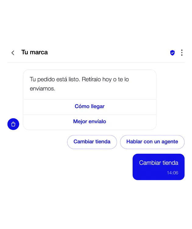 Ejemplo de RCS: botones de acción y respuestas sugeridas