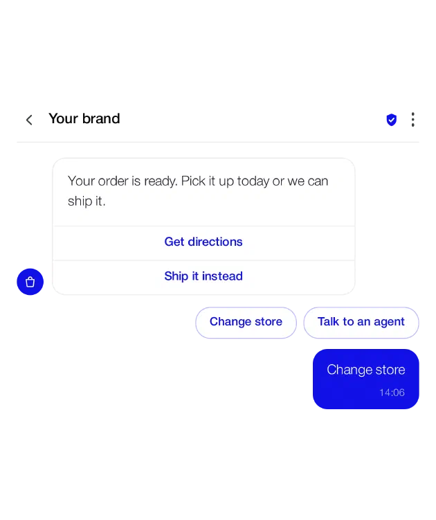 RCS example: action buttons and suggested replies